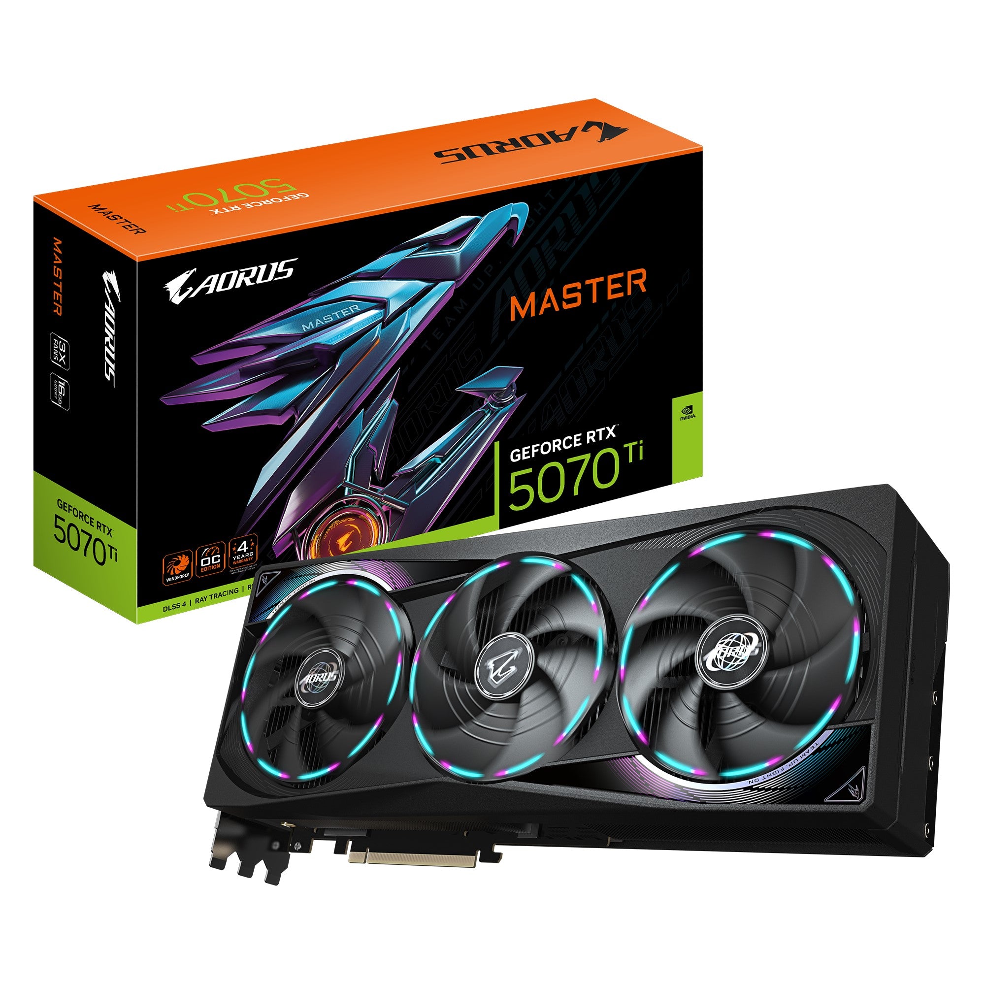 Gigabyte AORUS GeForce RTX 5070 Ti MASTER 16G, 2670 MHz, CUDA 8960, 28 Gbps, GDDR7, 256 bi,t PCI-E 5.0, PSU 750W, DisplayPort 2.1b x3 HDMI 2.1b x1 Gigabyte AORUS GeForce RTX 5070 Ti MASTER 16G, 2670 MHz, CUDA 8960, 28 Gbps, GDDR7, 256 bi,t PCI-E 5.0, PSU 750W, DisplayPort 2.1b x3 HDMI 2.1b x1
